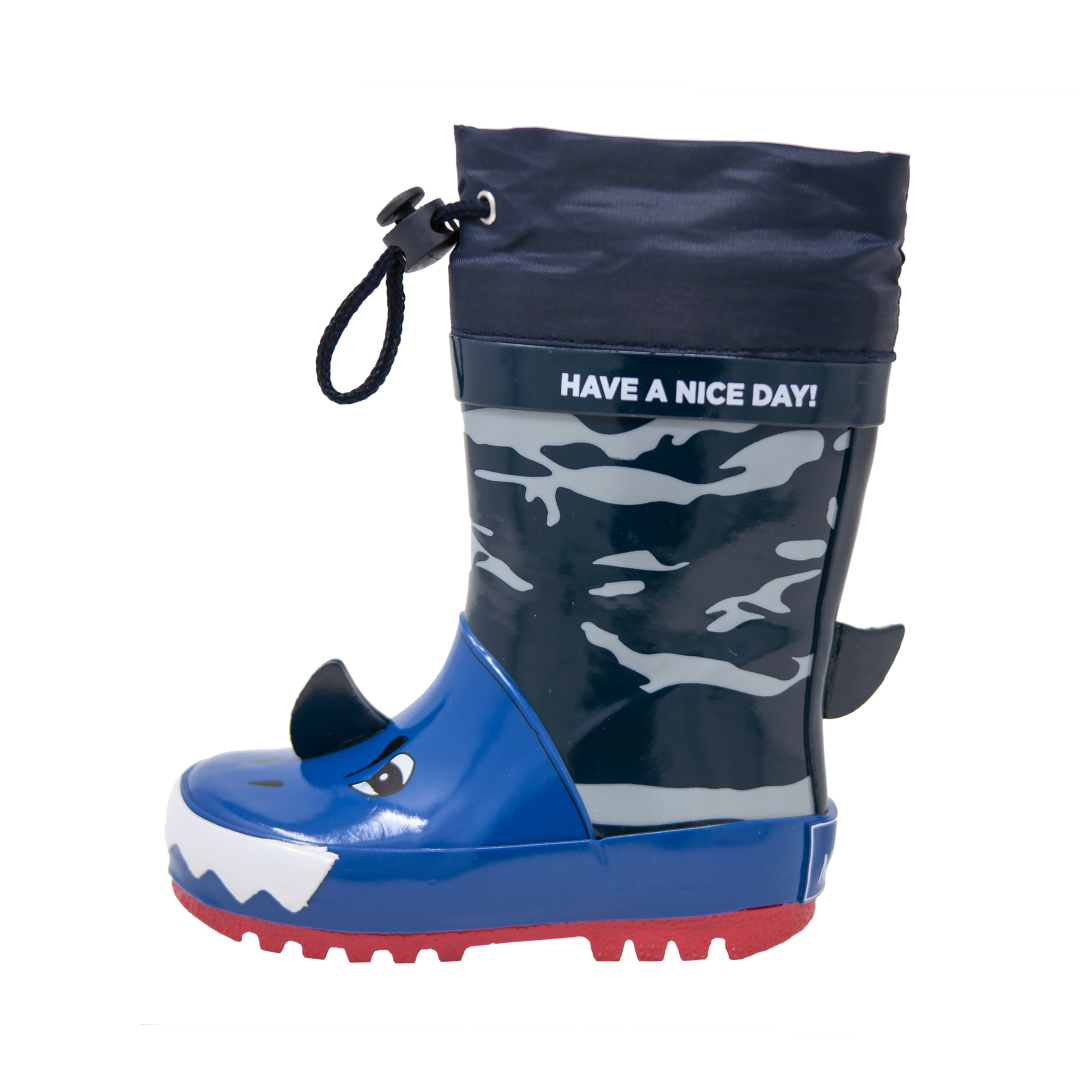 Rainboot Squalo Camu Blu Con Chiusura Stivaletti Anti Pioggia